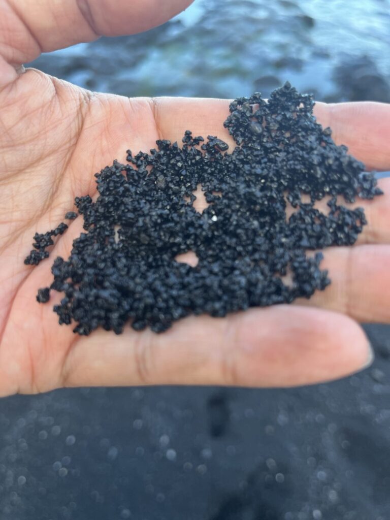 プナルウ黒砂海岸の黒砂